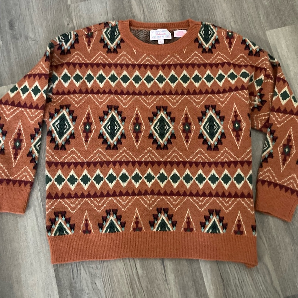 Panhandle Women’s Aztec Print Sweater Size L Western Tribal